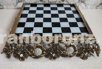 صفحه شطرنج رومیزی برنزی مدل گل خورشیدی