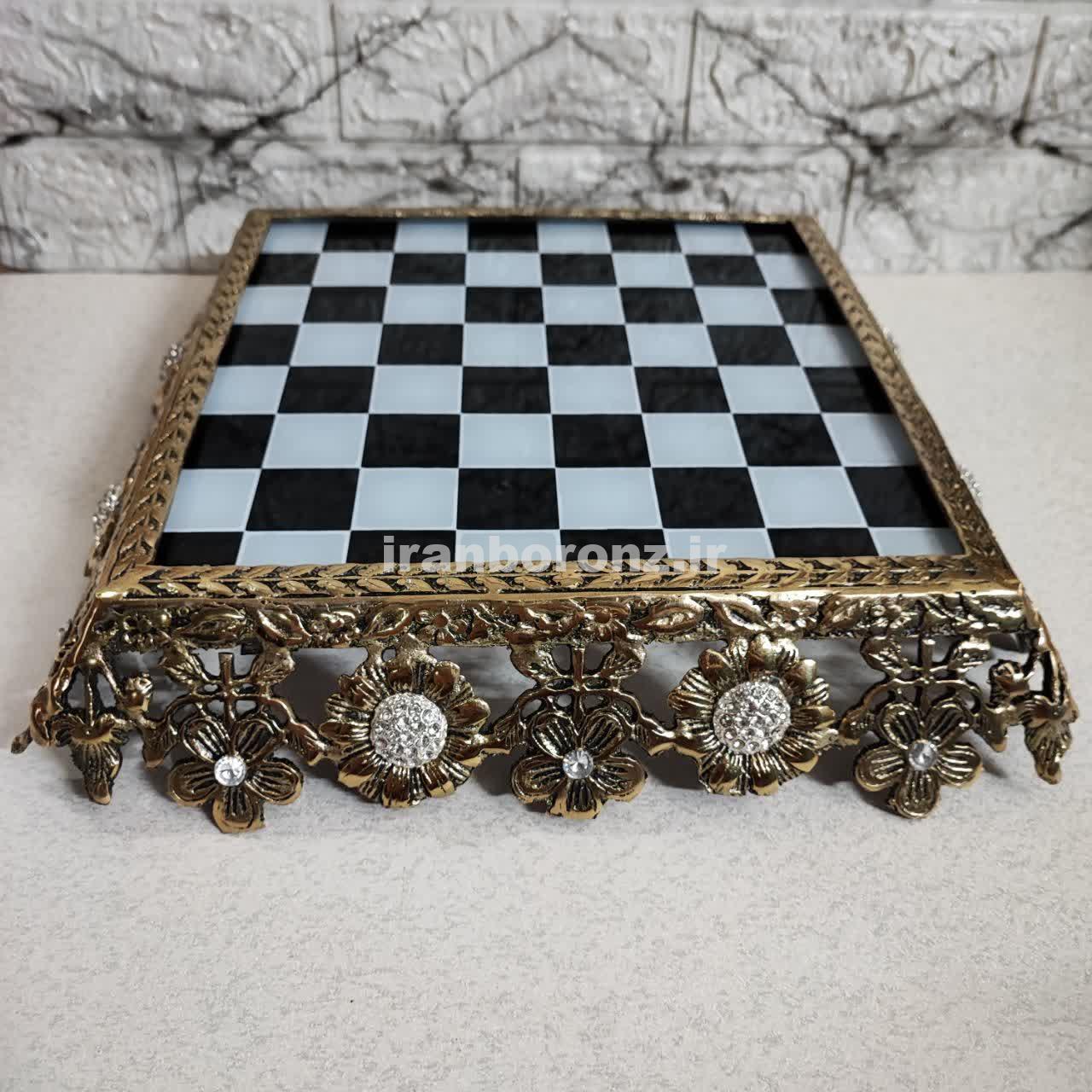 صفحه شطرنج رومیزی برنزی مدل گل خورشیدی